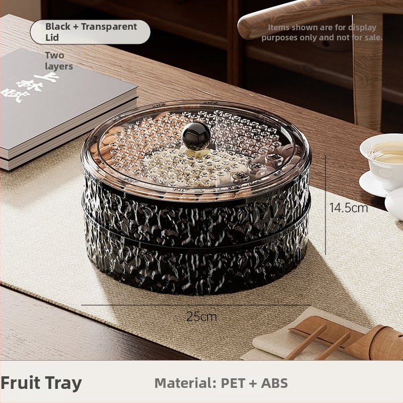 Чиния за плодове за всекидневна и чайна стая, пластмасова, марка Lingzhi, стил светъл лукс ретро, пускане през лятото на 2025