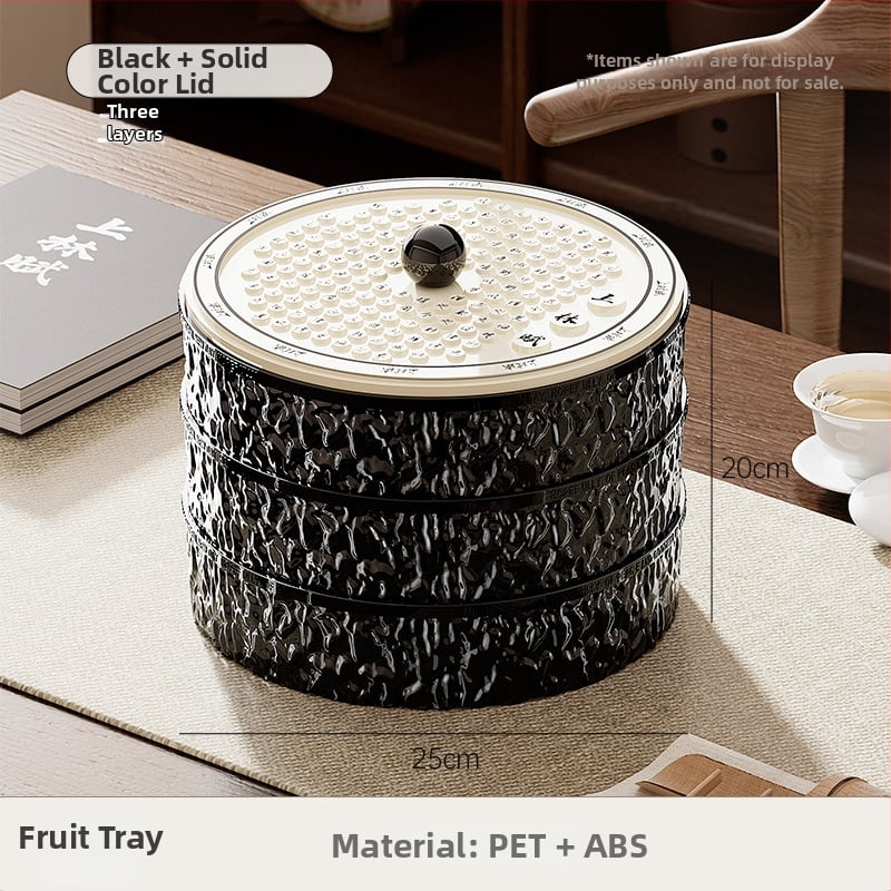 Чиния за плодове за всекидневна и чайна стая, пластмасова, марка Lingzhi, стил светъл лукс ретро, пускане през лятото на 2025