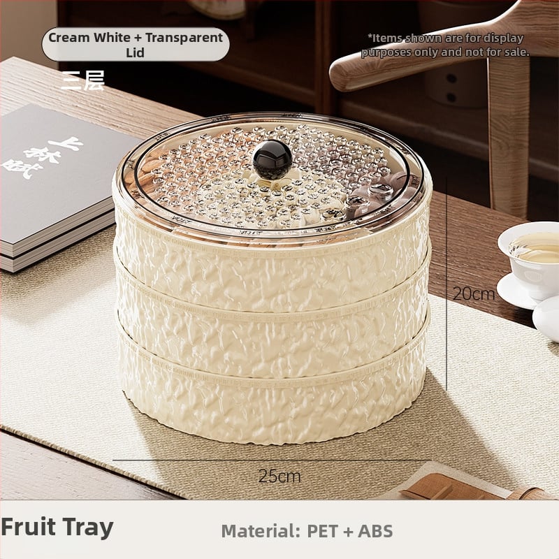 Чиния за плодове за всекидневна и чайна стая, пластмасова, марка Lingzhi, стил светъл лукс ретро, пускане през лятото на 2025