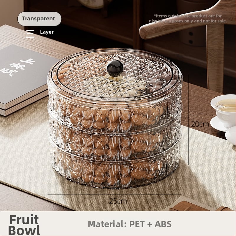 Чиния за плодове за всекидневна и чайна стая, пластмасова, марка Lingzhi, стил светъл лукс ретро, пускане през лятото на 2025