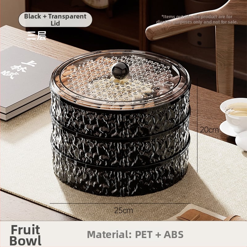 Чиния за плодове за всекидневна и чайна стая, пластмасова, марка Lingzhi, стил светъл лукс ретро, пускане през лятото на 2025