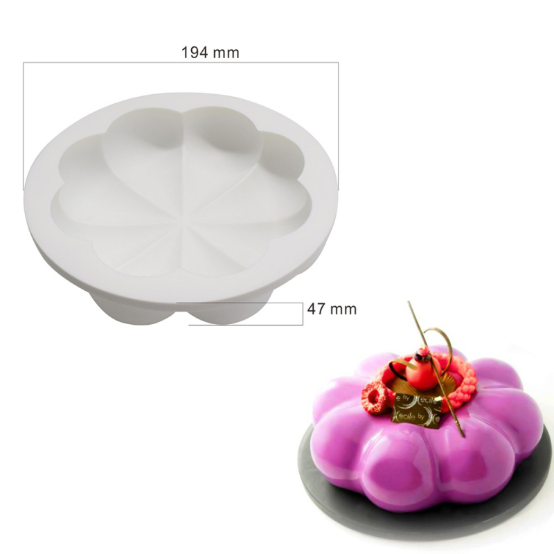 Silikonska forma za mousse i tortu – kružni reljefni uzorak, velika cvjetna forma