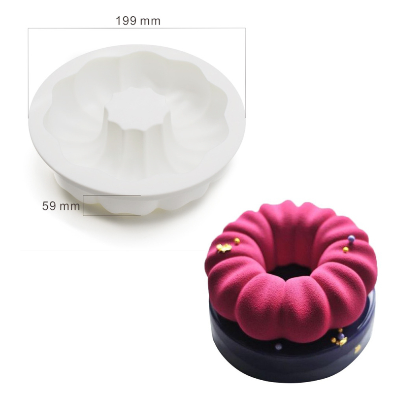 Silikonska forma za mousse i tortu – kružni reljefni uzorak, velika cvjetna forma