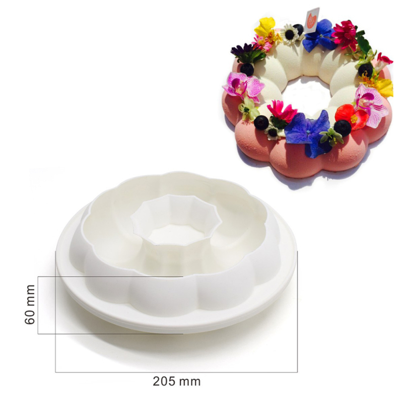 Silikonska forma za mousse i tortu – kružni reljefni uzorak, velika cvjetna forma