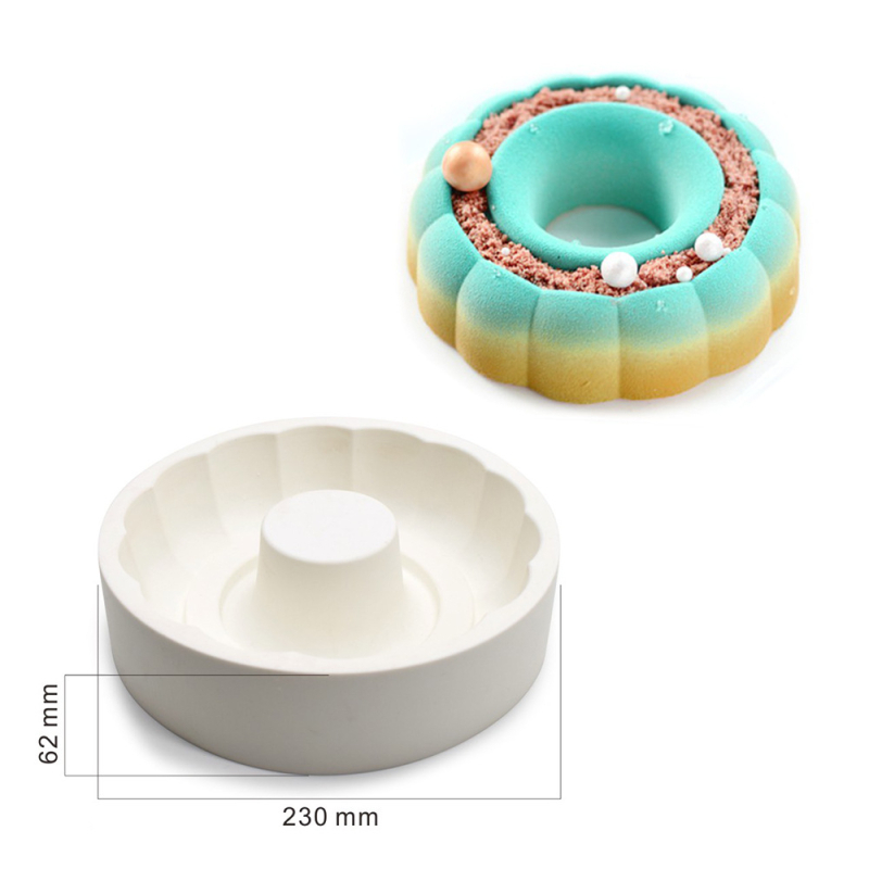 Silikonska forma za mousse i tortu – kružni reljefni uzorak, velika cvjetna forma