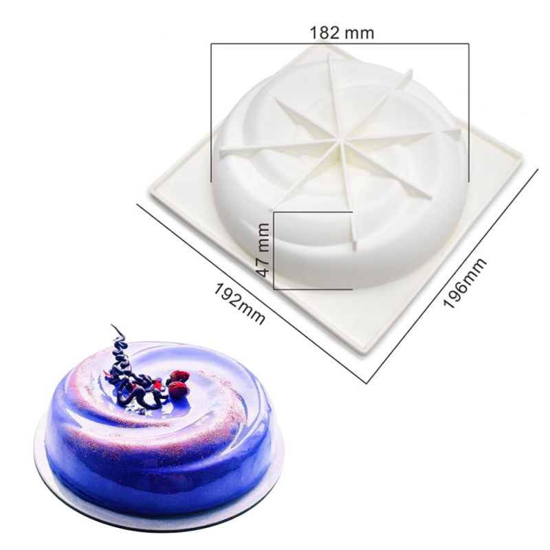 Silikonska forma za mousse i tortu – kružni reljefni uzorak, velika cvjetna forma