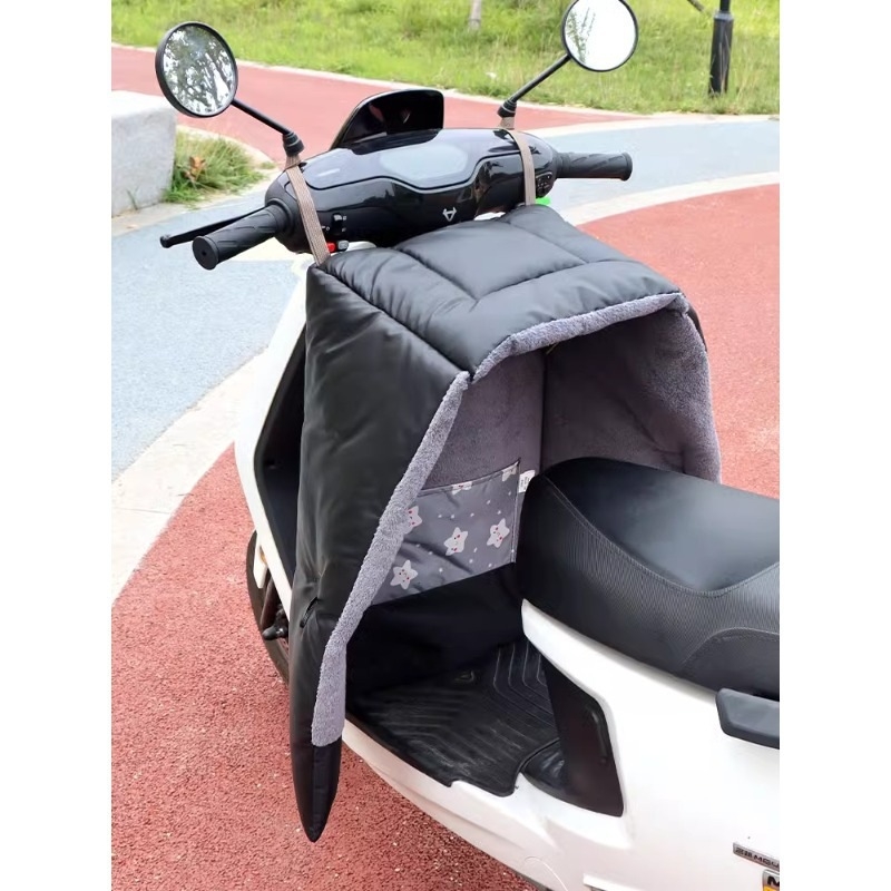 Acoperire antifrent pentru scuter electric, cu căptușeală din fleece pentru iarnă, material PU gros, protecții pentru picioare din piele