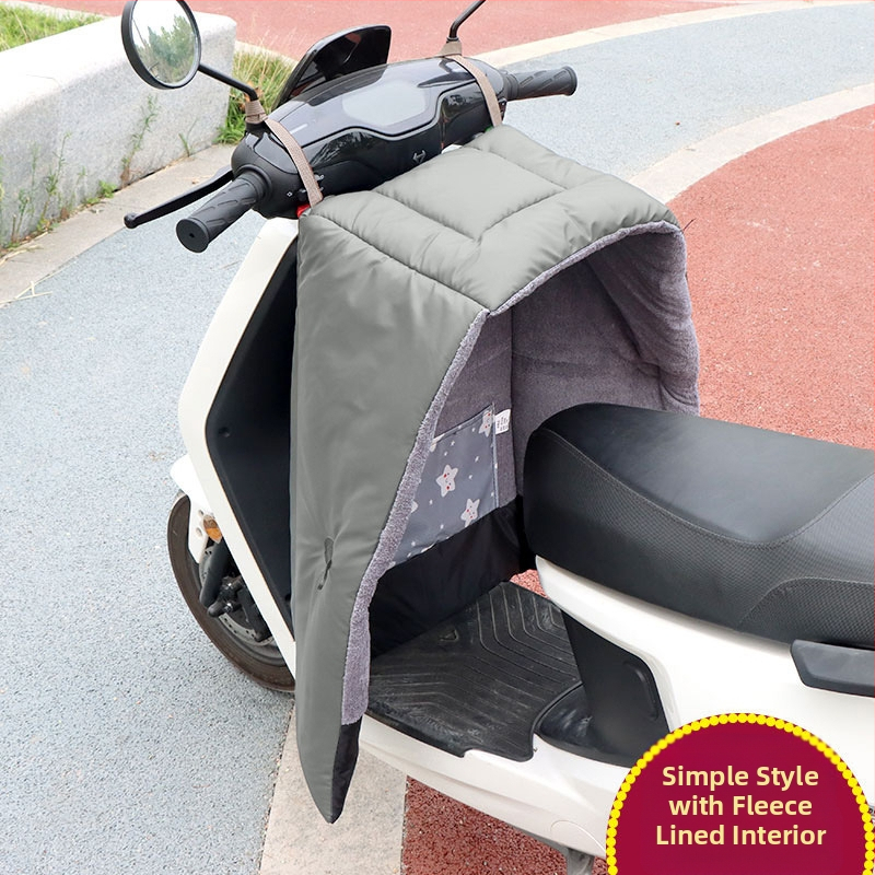 Vėjinė apsauga elektriniam paspirtukui su fliso pamušalu, storu PU medžiagą ir atskirais odiniai kojų apsaugos