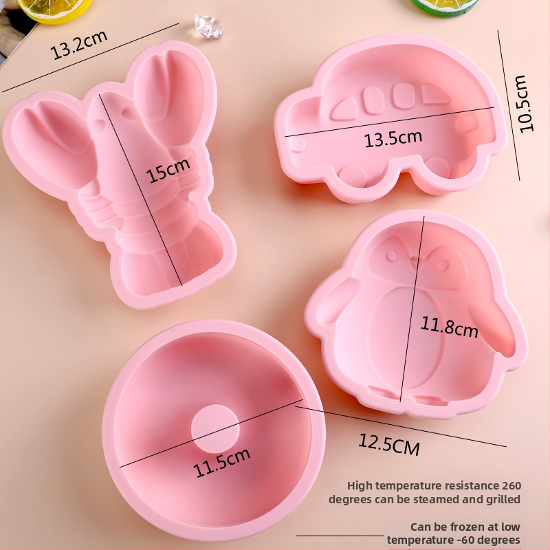 Maisto kokybės silikoninė kepimo forma su karikatūriniu DIY dizainu: omaras ir spurgos, automobilio formos didelė ledų kubų forma, galima garinti