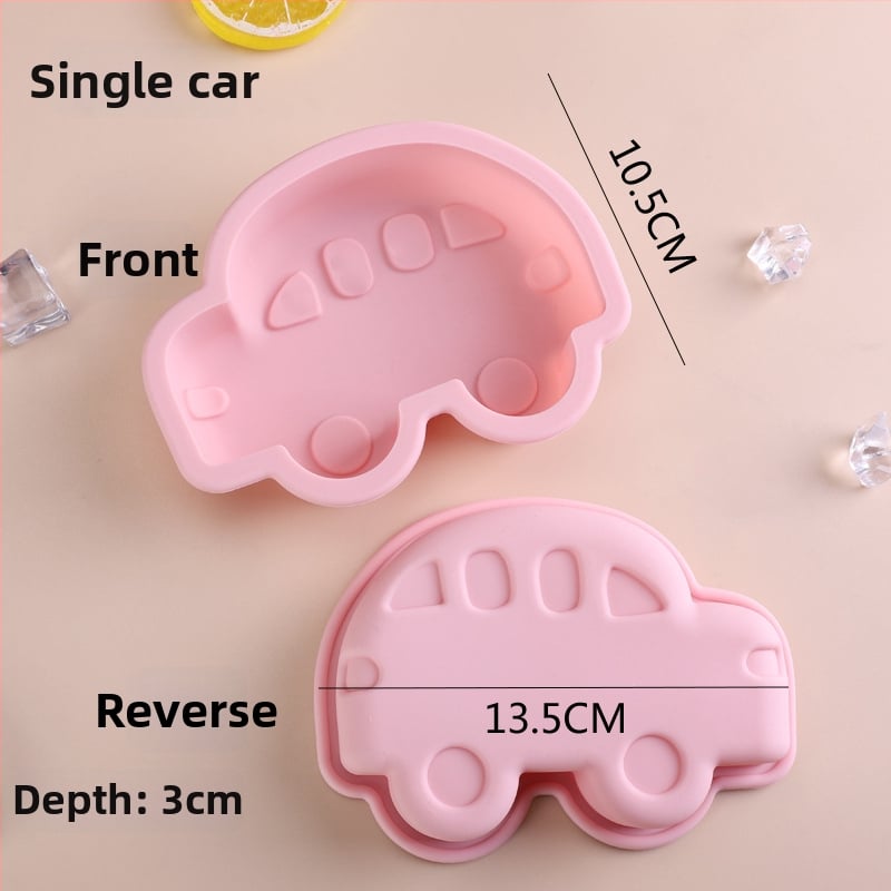 Φόρμα σιλικόνης τροφίμων με cartoon DIY σχεδιασμό: καραβίδα και ντόνατ, αυτοκίνητο σε μορφή μεγάλων κύβων πάγου, κατάλληλη για ατμοποίηση