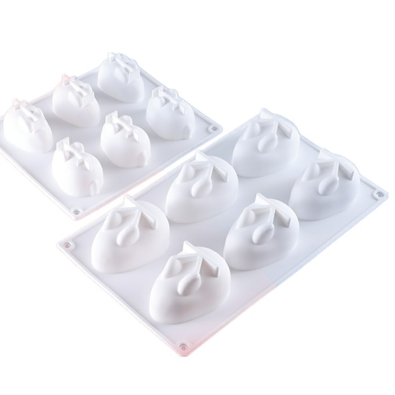 Formă din silicon cu 6 cavități în formă de iepuraș pentru budincă și jeleu – silicon alimentar, pentru coacere