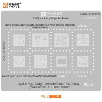 MQ3 cinko dengtas plieninis tinklas - suderinamas su Snapdragon 865, SM8250, SM7150, SM6150, MT6885Z