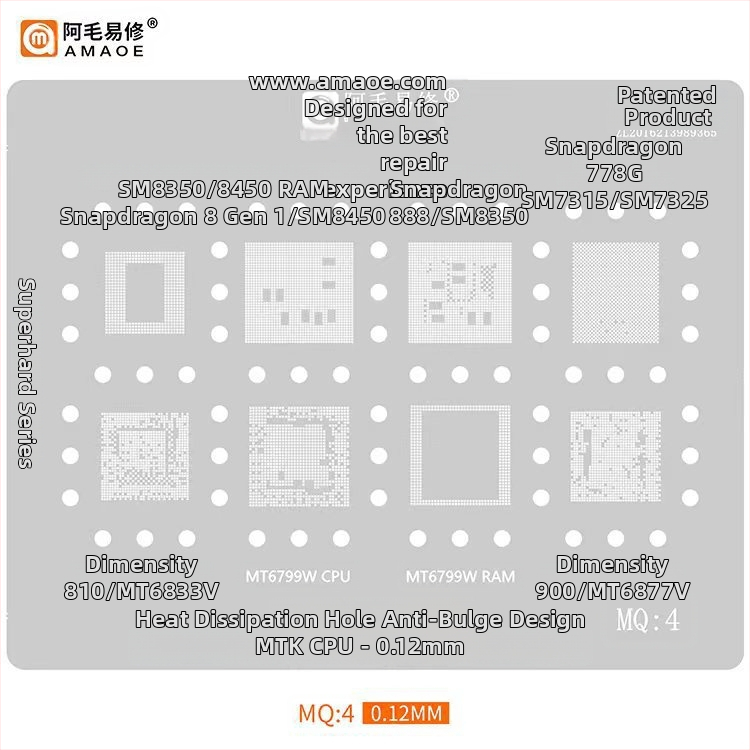 MQ3 cinko dengtas plieninis tinklas - suderinamas su Snapdragon 865, SM8250, SM7150, SM6150, MT6885Z