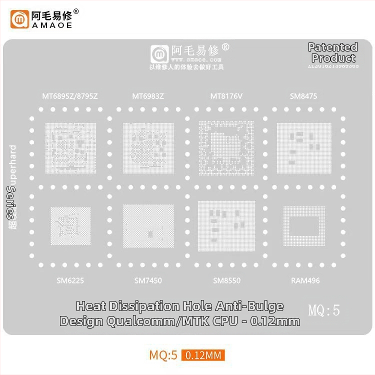 MQ3 cinko dengtas plieninis tinklas - suderinamas su Snapdragon 865, SM8250, SM7150, SM6150, MT6885Z