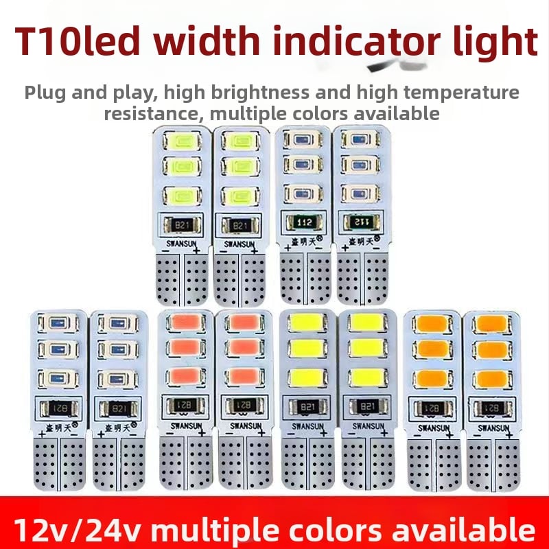 LED T10 įterptas burbulas platus indikatorius šviesos sunkvežimiams, 12-24V, 3W, 0.2A, vidaus skaityimui ir numerio apšvietimui