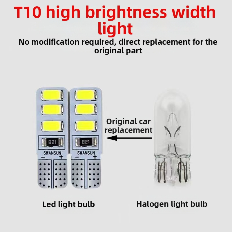 LED T10 iebūvēta burbuļvieta plašā indikatorgaisma kravas automašīnām, 12-24V, 3W, 0.2A, iekšējai lasīšanai un reģistrācijas numuram