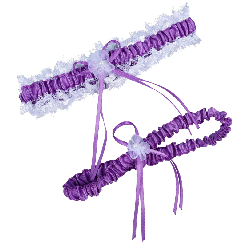 LOWOSAIWOR Булчински дантелен гартер за крак със ленти за чорапи, плат Clear lun, основен състав 90, пролет 2021