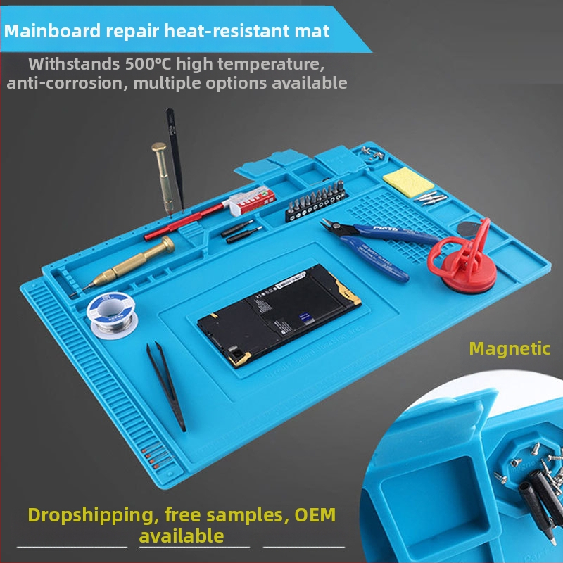 Silikónová dielenská podložka na opravu telefónov – tepelne izolačná podložka na stôl, hrubšia, odolná vysokým teplotám, kompatibilná s teplovzdušnou pištoľou a spájkovacím železom