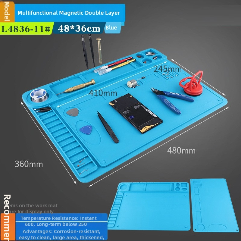 Silikónová dielenská podložka na opravu telefónov – tepelne izolačná podložka na stôl, hrubšia, odolná vysokým teplotám, kompatibilná s teplovzdušnou pištoľou a spájkovacím železom