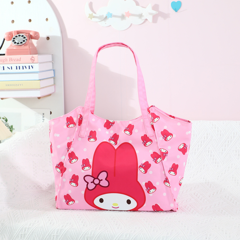 Torbica za majku u japanskom stilu, sladak djevojački dizajn, torba za rame ili ruksak velike kapacitete, Kuromi tote, anime motiv (Materijal: platno; Podstava: najlonska; Uzorak: anime crtež; Stil: svježe i slatko)