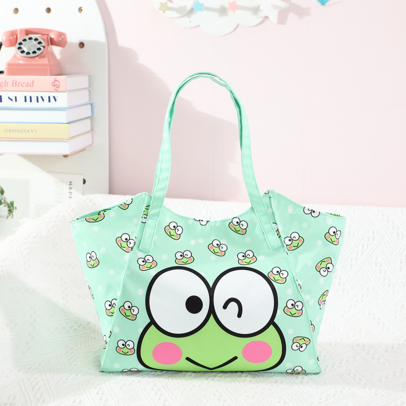 Torbica za majku u japanskom stilu, sladak djevojački dizajn, torba za rame ili ruksak velike kapacitete, Kuromi tote, anime motiv (Materijal: platno; Podstava: najlonska; Uzorak: anime crtež; Stil: svježe i slatko)