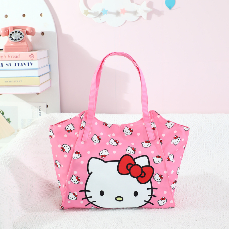 Torbica za majku u japanskom stilu, sladak djevojački dizajn, torba za rame ili ruksak velike kapacitete, Kuromi tote, anime motiv (Materijal: platno; Podstava: najlonska; Uzorak: anime crtež; Stil: svježe i slatko)