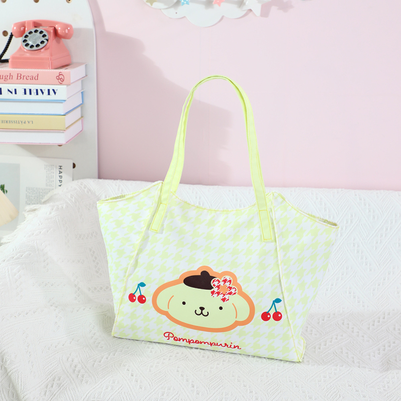 Torbica za majku u japanskom stilu, sladak djevojački dizajn, torba za rame ili ruksak velike kapacitete, Kuromi tote, anime motiv (Materijal: platno; Podstava: najlonska; Uzorak: anime crtež; Stil: svježe i slatko)