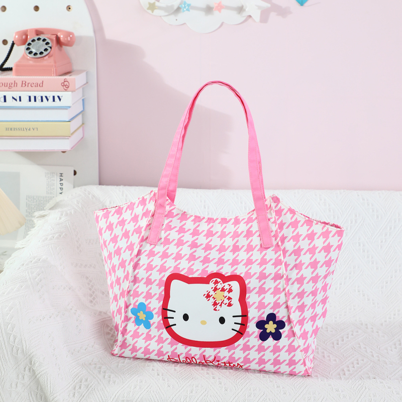 Torbica za majku u japanskom stilu, sladak djevojački dizajn, torba za rame ili ruksak velike kapacitete, Kuromi tote, anime motiv (Materijal: platno; Podstava: najlonska; Uzorak: anime crtež; Stil: svježe i slatko)