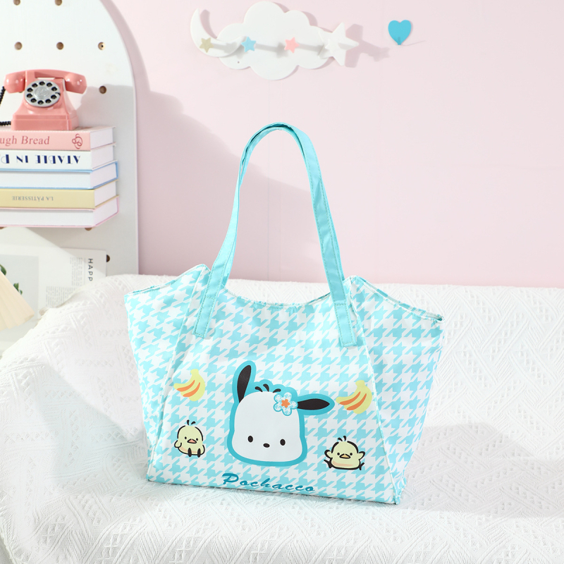 Torbica za majku u japanskom stilu, sladak djevojački dizajn, torba za rame ili ruksak velike kapacitete, Kuromi tote, anime motiv (Materijal: platno; Podstava: najlonska; Uzorak: anime crtež; Stil: svježe i slatko)