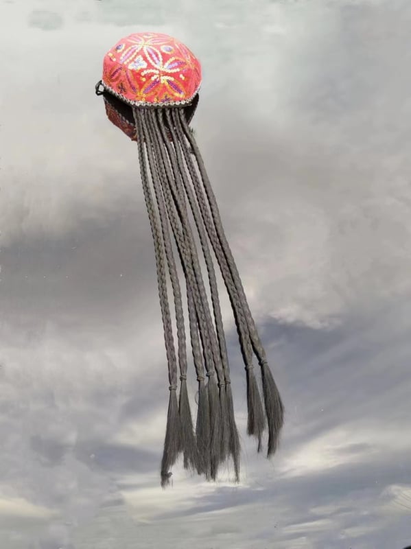 Šokių kepurė su šešiakampės formos dizainu, maža gėlė, pynės plaukams ir nėriniai (Prekės kodas 6464634, Suaugusiesiems, 2021 m. vasara)