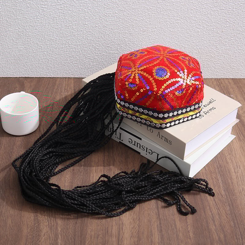 Šokių kepurė su šešiakampės formos dizainu, maža gėlė, pynės plaukams ir nėriniai (Prekės kodas 6464634, Suaugusiesiems, 2021 m. vasara)