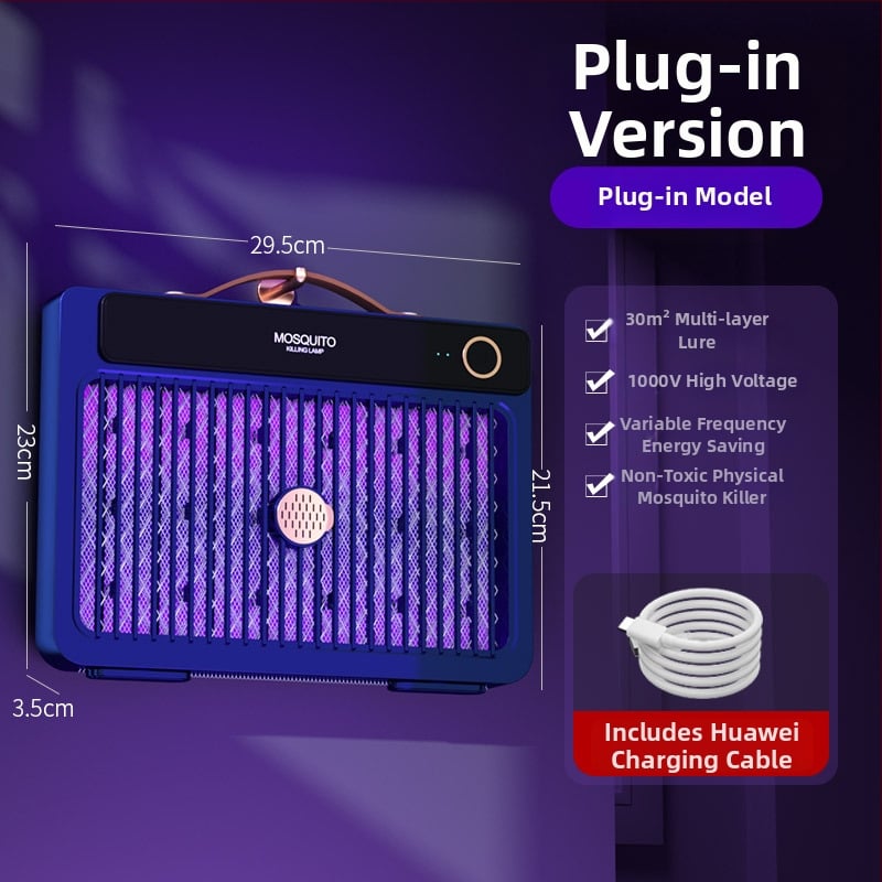 LED-es világítású elektromos szúnyogriasztó lámpa, beépített 1001–1600 mAh akkumulátorral, 41–60 m²-es területhez, üzemidő 6–8 óra