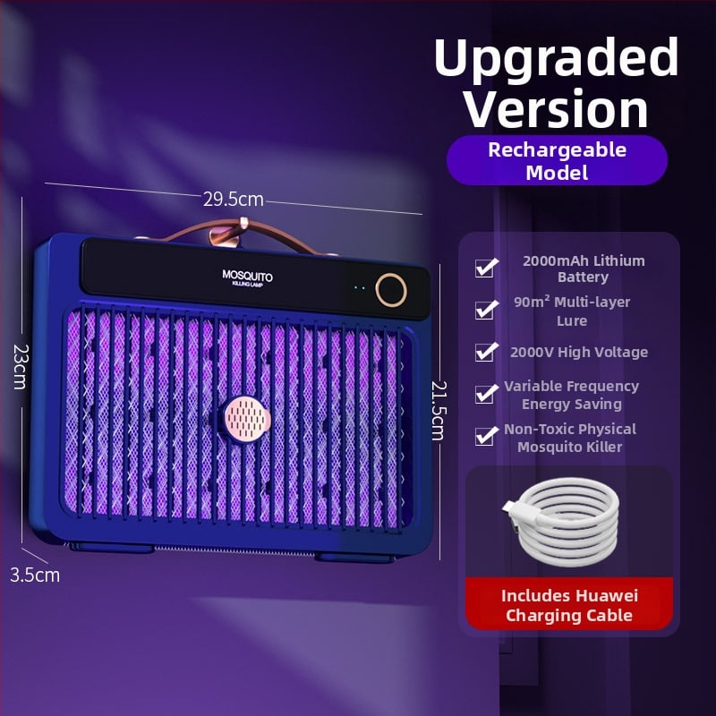 LED-es világítású elektromos szúnyogriasztó lámpa, beépített 1001–1600 mAh akkumulátorral, 41–60 m²-es területhez, üzemidő 6–8 óra