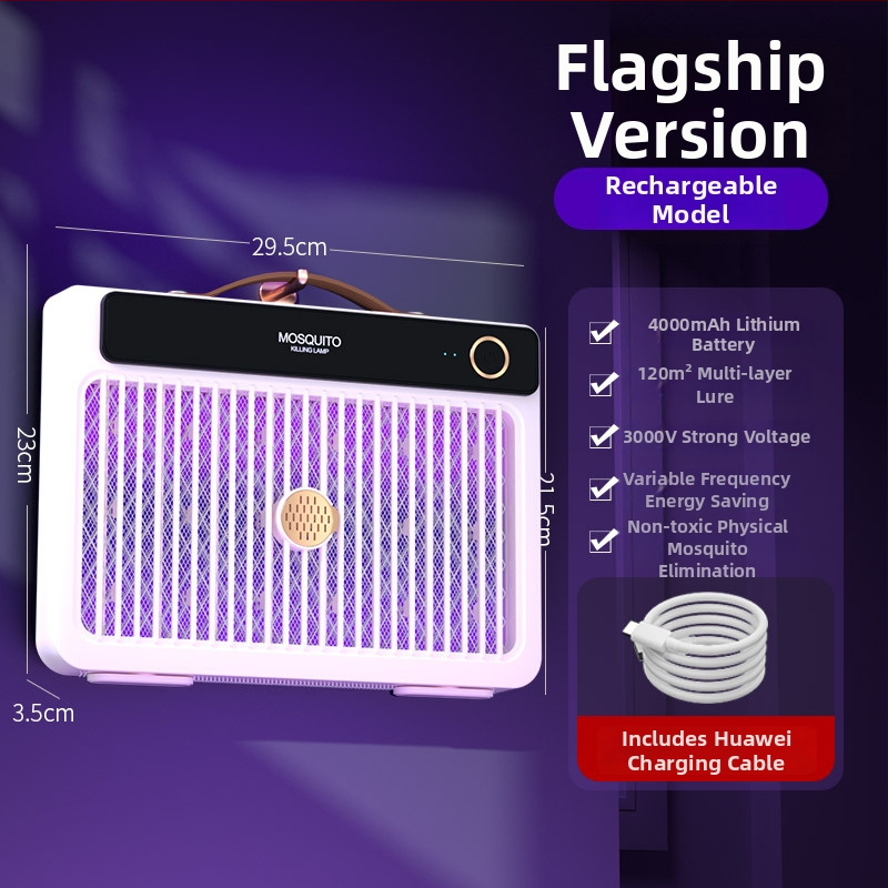 LED-es világítású elektromos szúnyogriasztó lámpa, beépített 1001–1600 mAh akkumulátorral, 41–60 m²-es területhez, üzemidő 6–8 óra