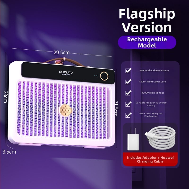 LED-es világítású elektromos szúnyogriasztó lámpa, beépített 1001–1600 mAh akkumulátorral, 41–60 m²-es területhez, üzemidő 6–8 óra