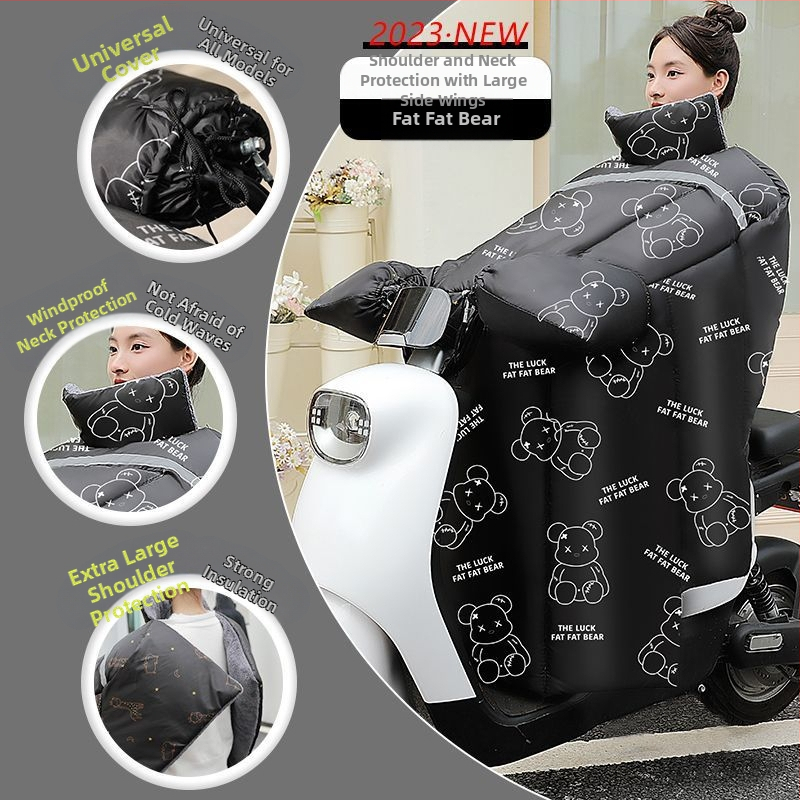 Elektr transporta priekšējā stikla pārsegs – biezs, pūkains, aizsardzība pret aukstumu un siltumu, saules aizsardzība kaklam