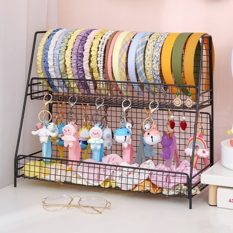 Stojan na čelenky, dvojitá vrstva, sametový držiak, dievčenský štýl, veľká kapacita