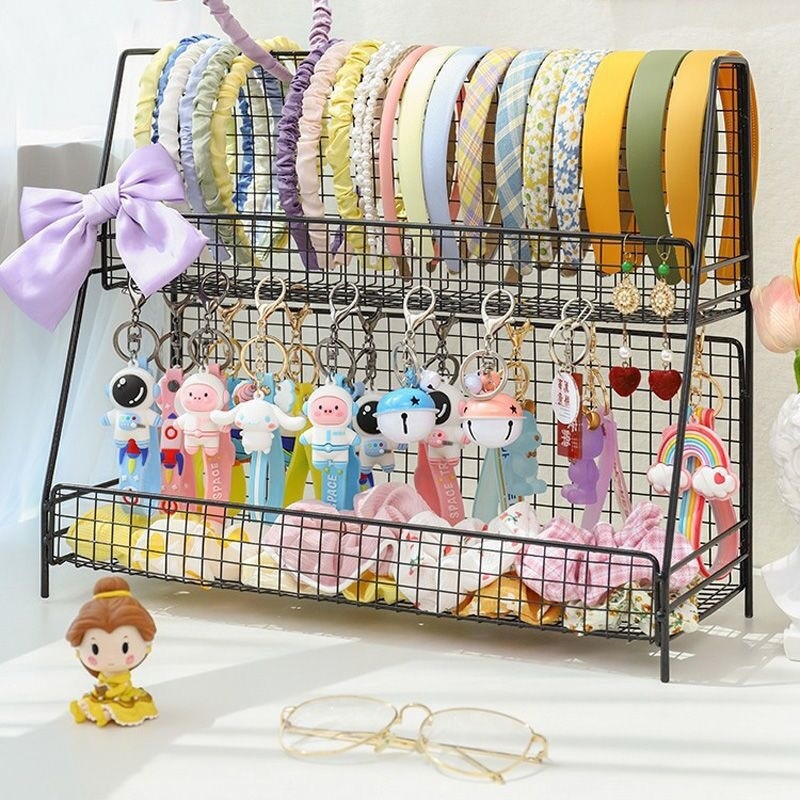 Stojan na čelenky, dvojitá vrstva, sametový držiak, dievčenský štýl, veľká kapacita