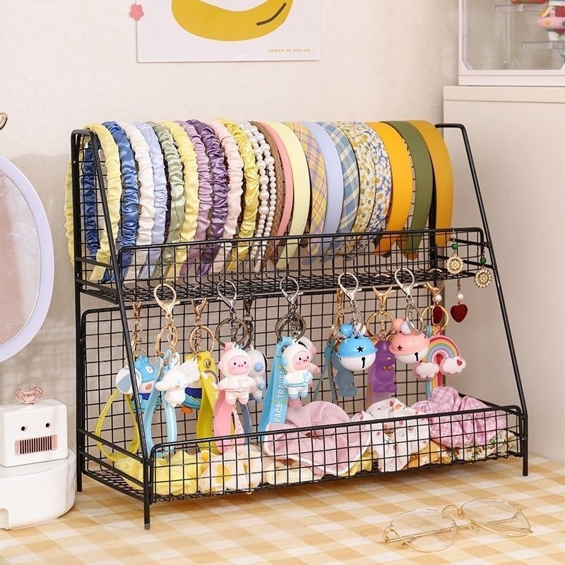 Stojan na čelenky, dvojitá vrstva, sametový držiak, dievčenský štýl, veľká kapacita