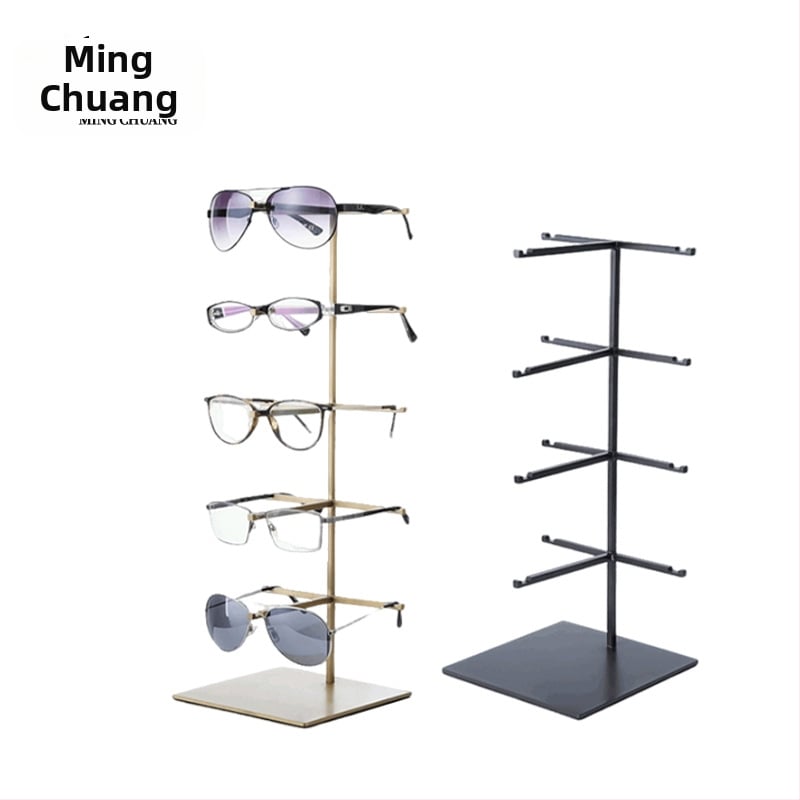 Stojan na displej rám okuliarov z nehrdzavejúcej ocele, viacposchodový, brúsený povrch, Mingchuang