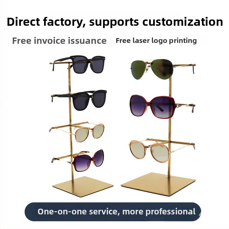 Stojan na displej rám okuliarov z nehrdzavejúcej ocele, viacposchodový, brúsený povrch, Mingchuang