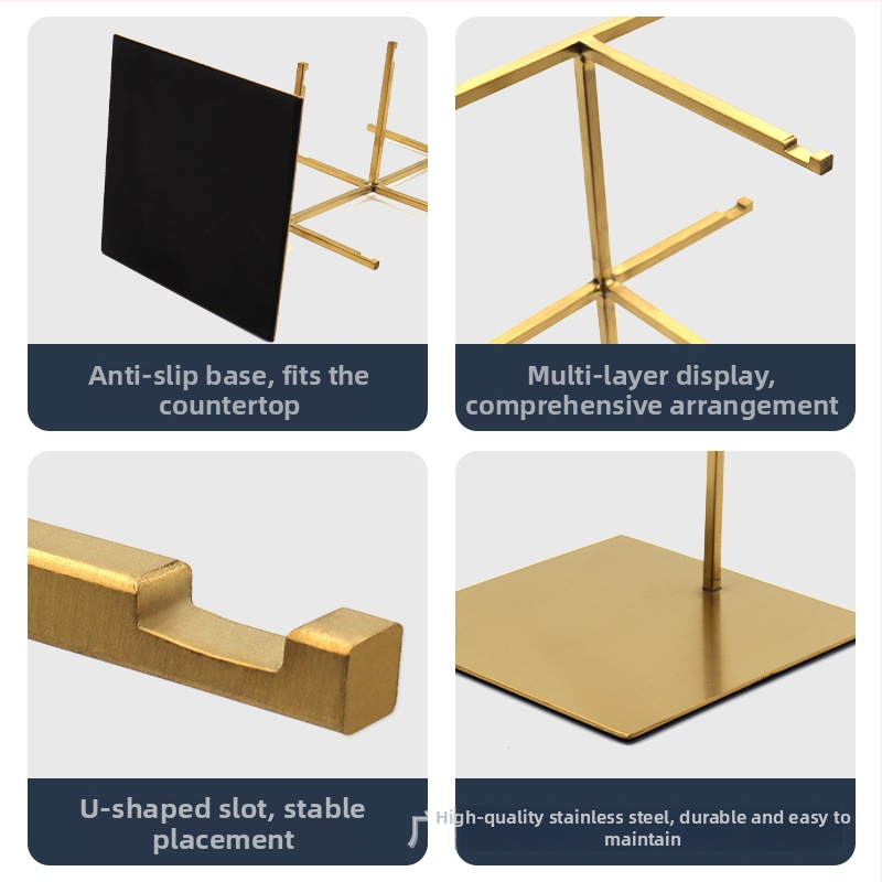 Stojan na displej rám okuliarov z nehrdzavejúcej ocele, viacposchodový, brúsený povrch, Mingchuang