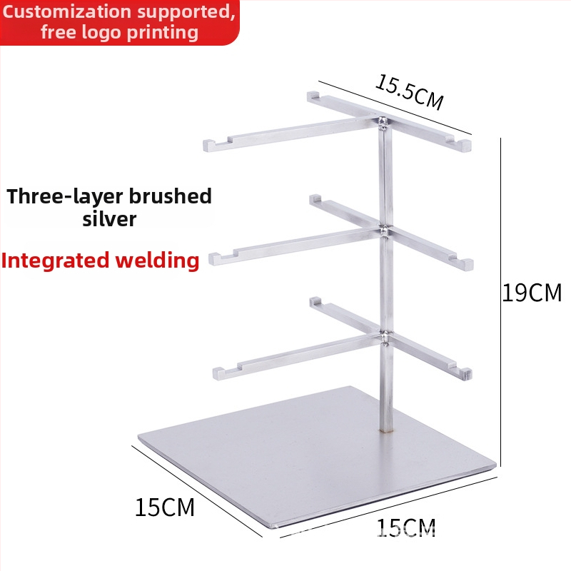 Stojan na displej rám okuliarov z nehrdzavejúcej ocele, viacposchodový, brúsený povrch, Mingchuang