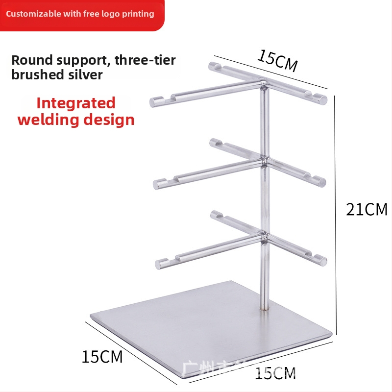 Stojan na displej rám okuliarov z nehrdzavejúcej ocele, viacposchodový, brúsený povrch, Mingchuang