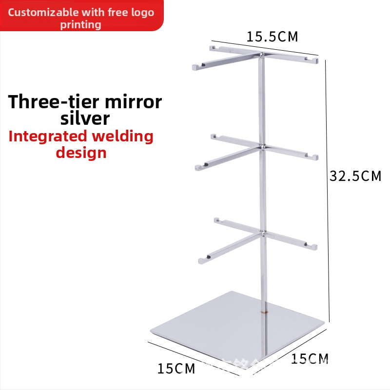 Stojan na displej rám okuliarov z nehrdzavejúcej ocele, viacposchodový, brúsený povrch, Mingchuang