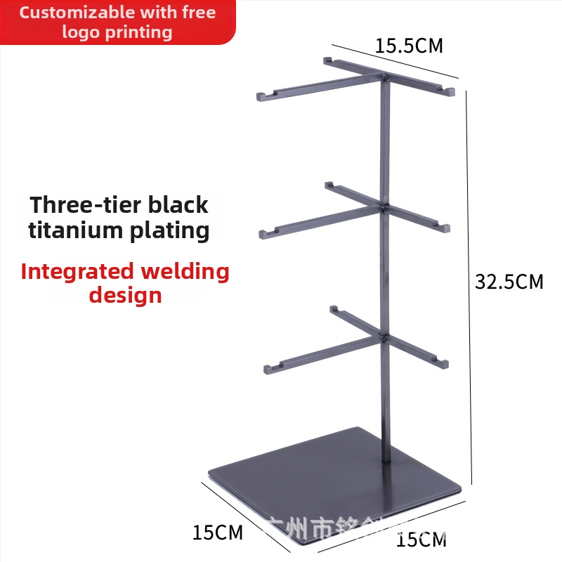 Stojan na displej rám okuliarov z nehrdzavejúcej ocele, viacposchodový, brúsený povrch, Mingchuang