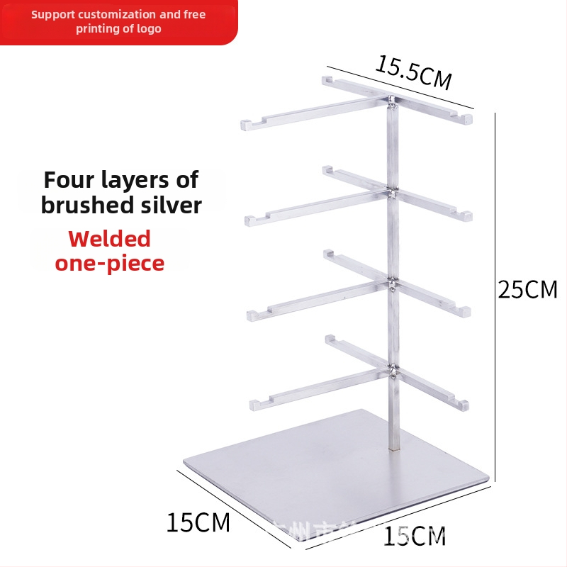 Stojan na displej rám okuliarov z nehrdzavejúcej ocele, viacposchodový, brúsený povrch, Mingchuang