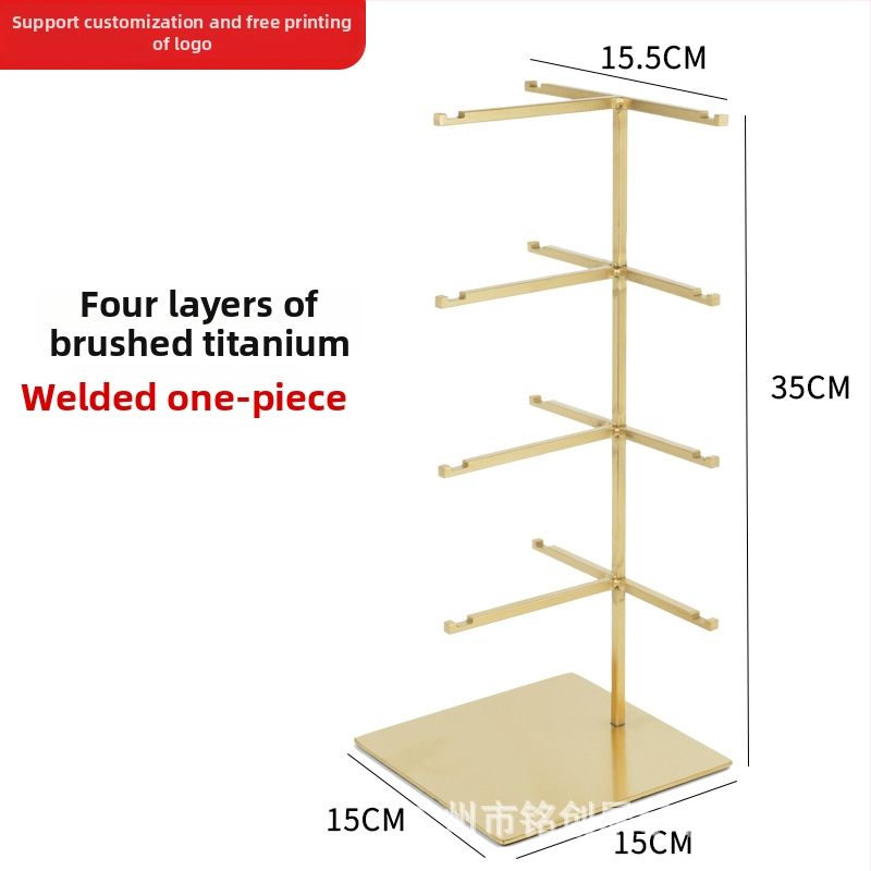 Stojan na displej rám okuliarov z nehrdzavejúcej ocele, viacposchodový, brúsený povrch, Mingchuang