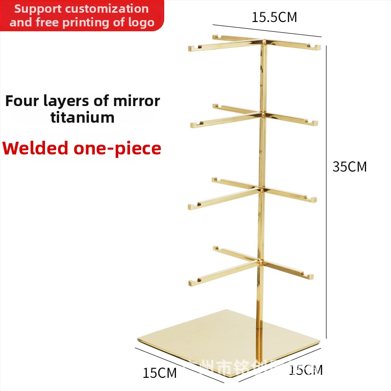 Stojan na displej rám okuliarov z nehrdzavejúcej ocele, viacposchodový, brúsený povrch, Mingchuang