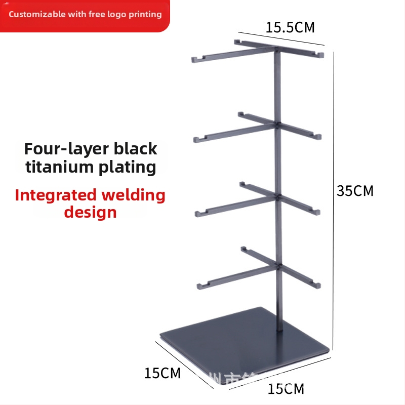 Stojan na displej rám okuliarov z nehrdzavejúcej ocele, viacposchodový, brúsený povrch, Mingchuang